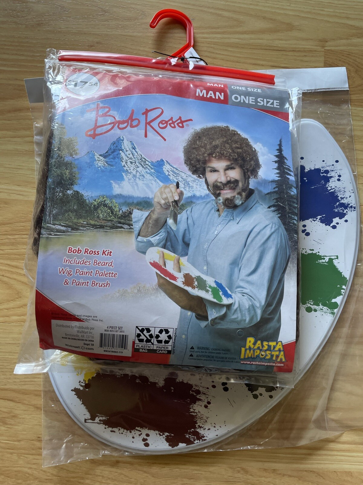 Rasta Imposta Bob Ross Costume Kit with Afro Beard Brush Pallet NIP