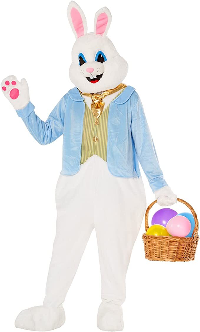 Adult Deluxe Easter Bunny Costume Unisex White Rabbit Jumpsuit Mascot Suit