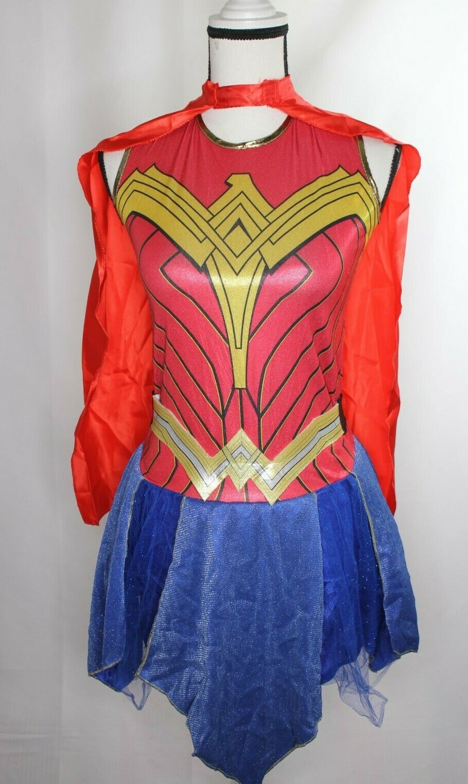 Rubie’s Wonder Woman YOUTH Costume Tutu Dress w/ Cape Size L
