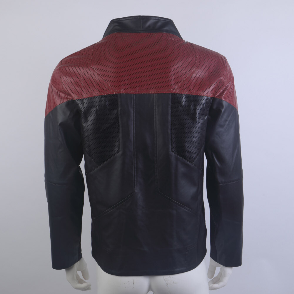 Picard 3 Captain Riker Red Geordi Gold Blue Leather Jackets Starfleet Costumes