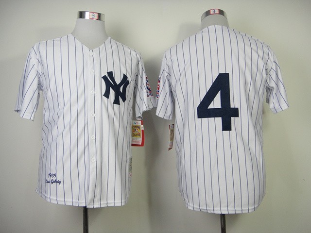 #4 Lou Gehrig Jersey Retro White Stripe