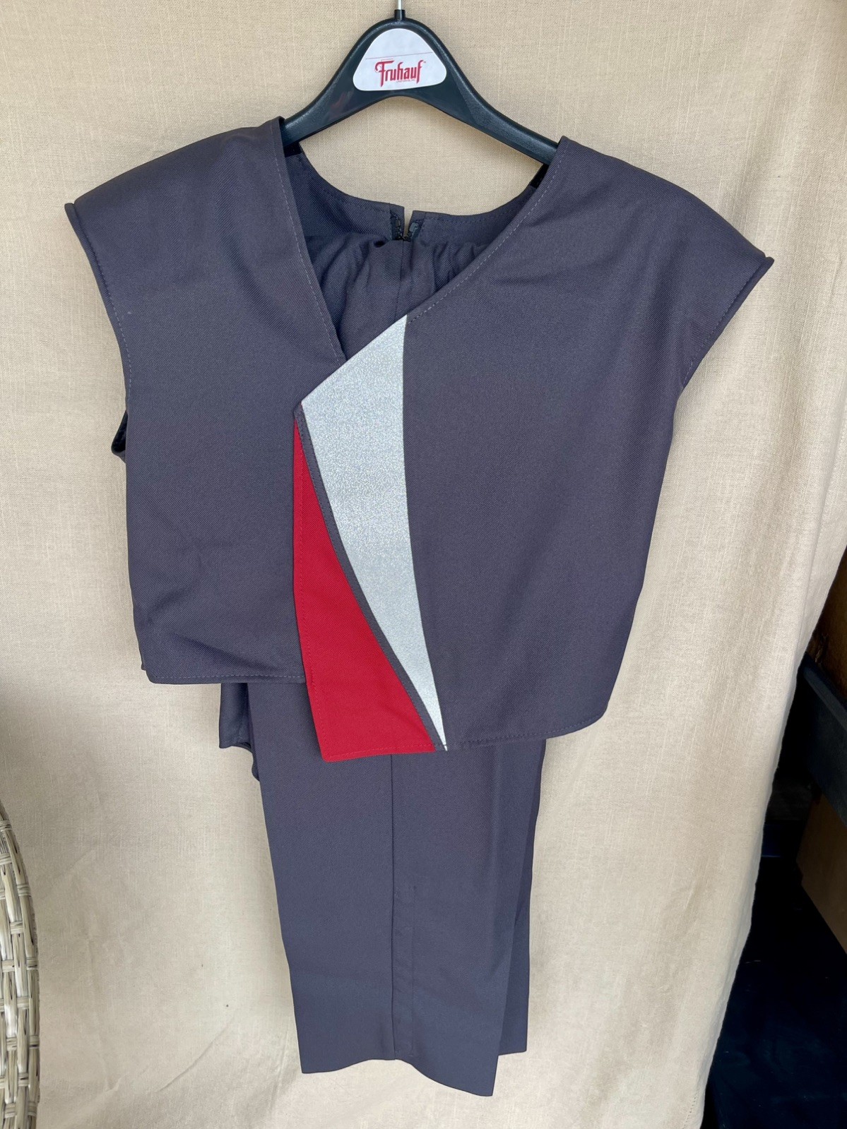 Fruhauf Marching Band Uniform Drum Corps Costume Gray Red Silver 38R Male