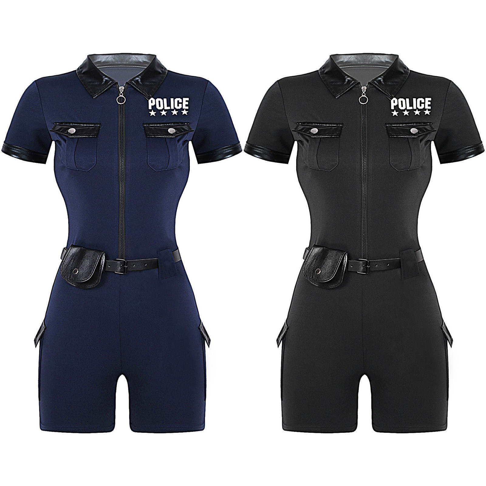 US YiZYiF Women Police Officer Uniform Halloween Policewoman Cosplay Outfit Sexy