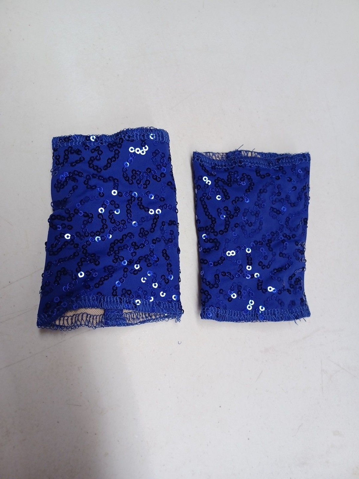 Weissman Blue Dance Leotard With Sequined Mittens Sz MC Child M Sequin