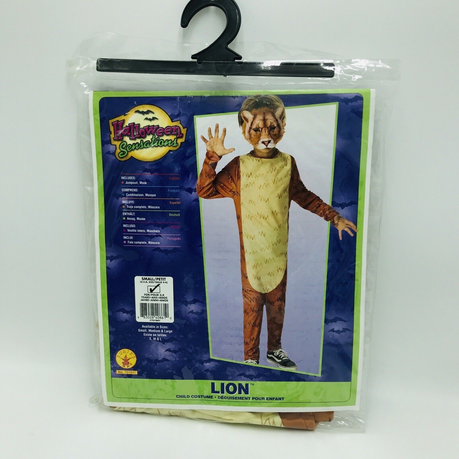 Halloween Sensations Child’s Small 4-6 Lion Costume Jumpsuit Mask New