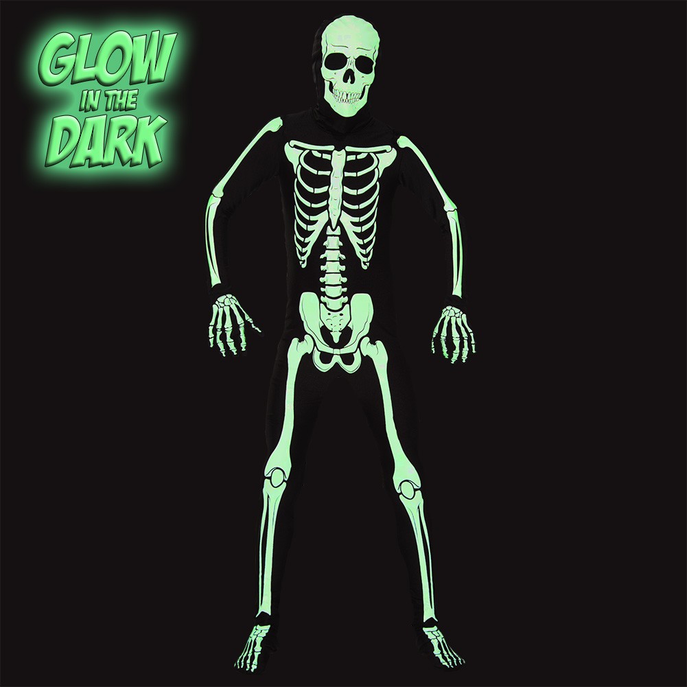 AltSkin ZENTAI SUIT – FULL BODY COSTUME – GLOW IN THE DARK SKELETON (9 Sizes!)