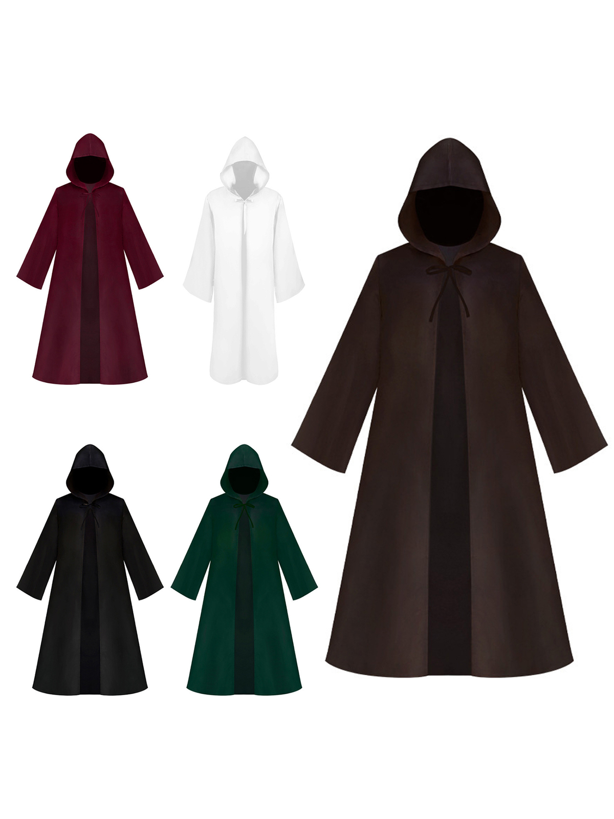 Halloween Costume Mens Hooded Robe Long Sleeve Hooded Cape Cosplay Cloak Party