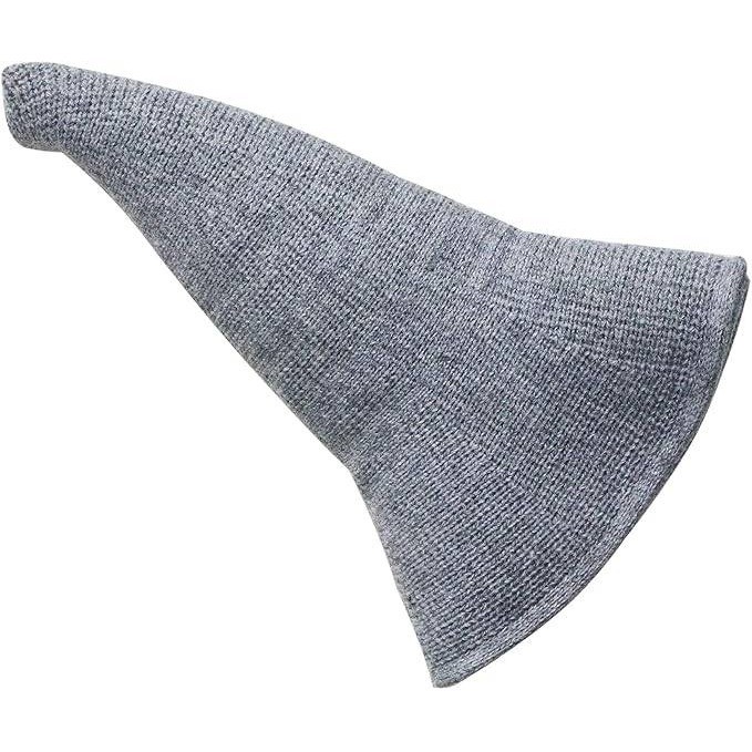 Knit Witch Wizard Hat Wired Brim Foldable Grey Costume Halloween Cosplay