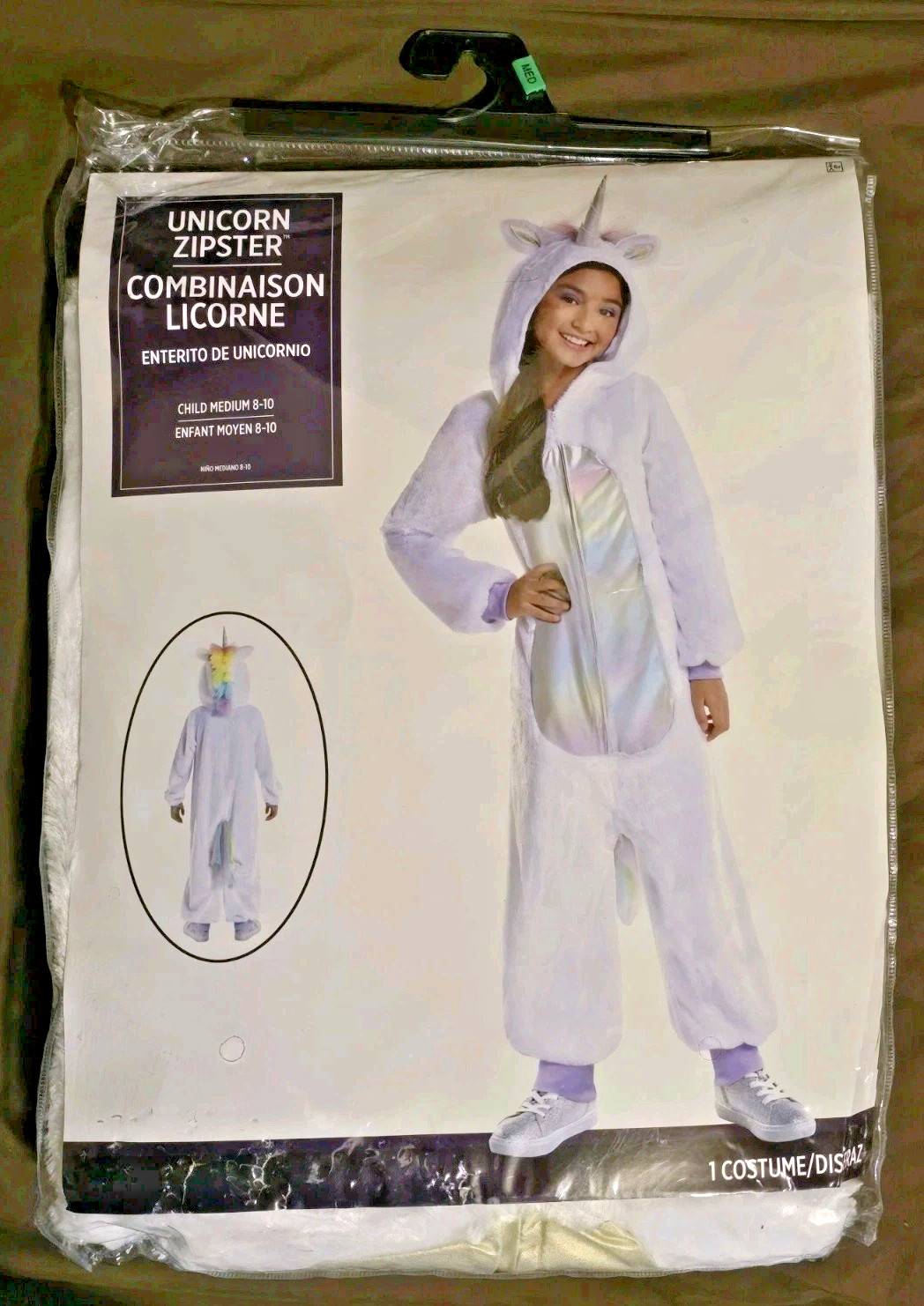 Unicorn Zipster Costume Child Medium 8-10 Jumpsuit Suit Yourself Kids New Zipper