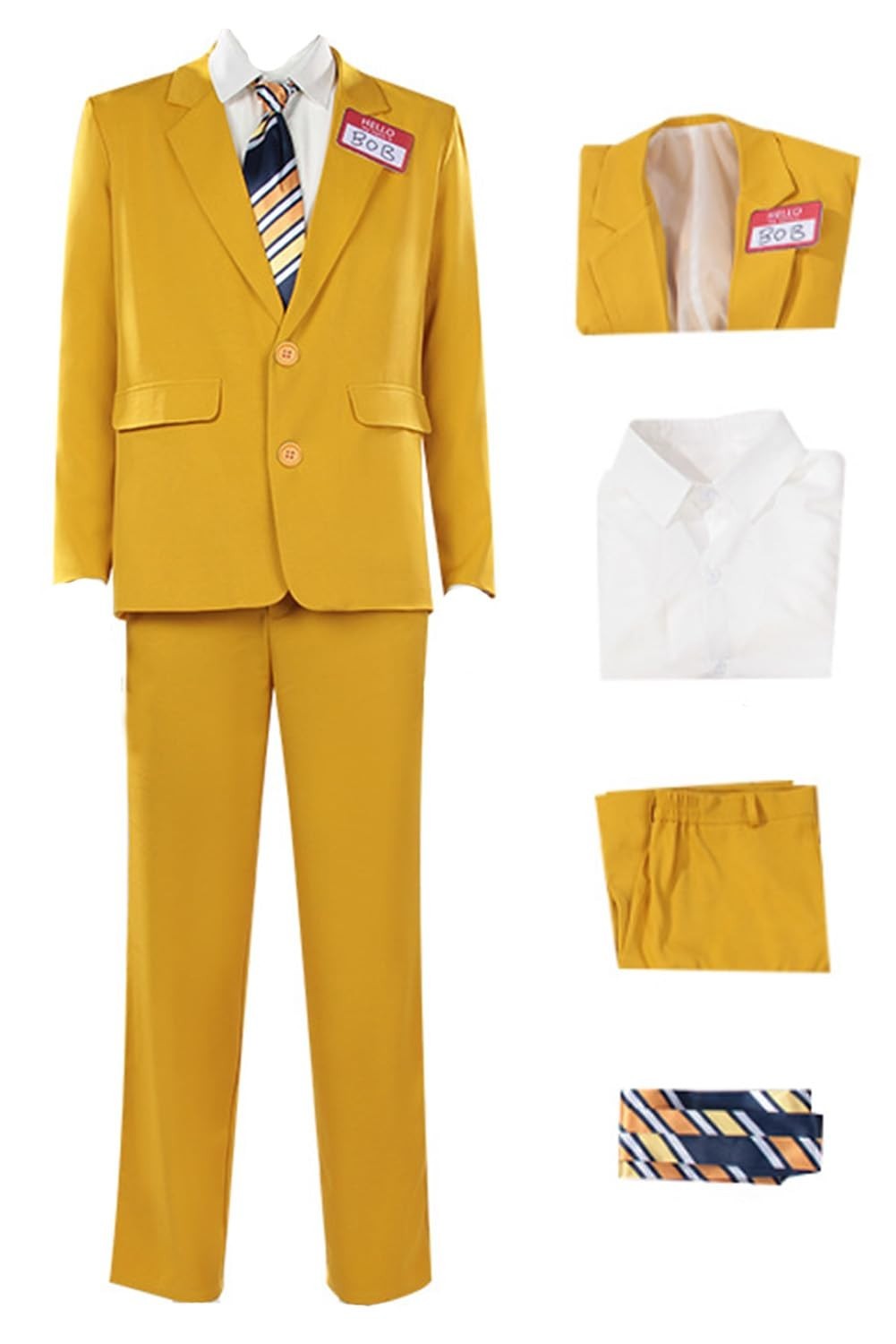 Men’s Yellow Suit Costume Cosplay Outfit for Halloween – Jacket, Shirt & Pants S