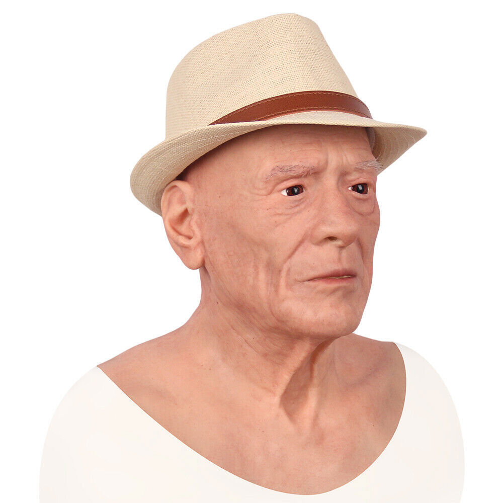 CDS Silicone Male Hood Headgear Masquerade Lifelike Full Head Party Props