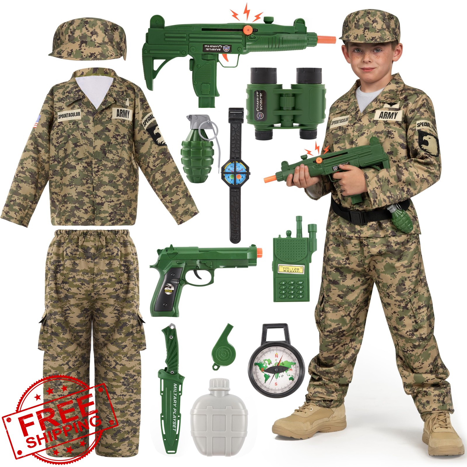 Spooktacular Creations Army Costume Green Large