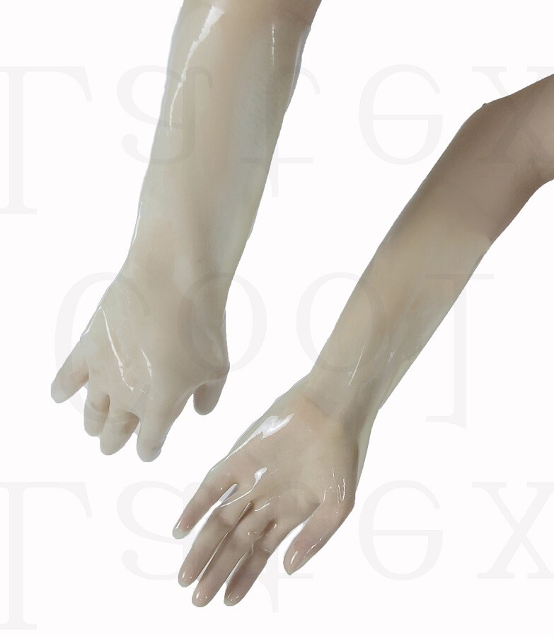 Cheap Latex Five FingersTransparent Gloves Useful Rubber Wrist Mitten S-XL 0.4mm