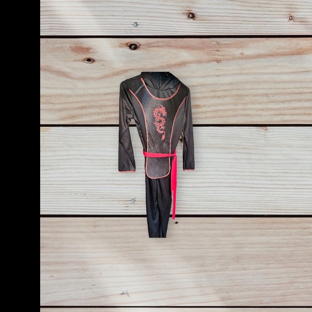 Dragon Ninja Halloween Costume Kids Child Medium 8-10 Black Red w/ Mask