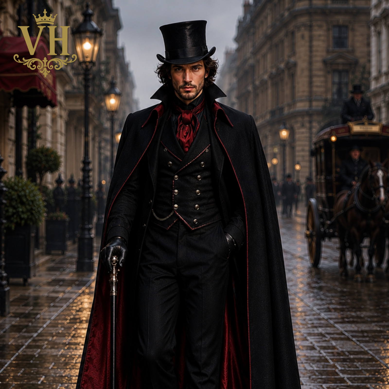 Men’s Victorian Black Wool Tailcoat & Pants Gothic Steampunk Formal Suit Costume