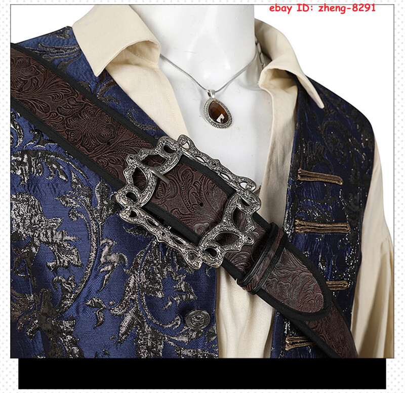 Pirates of the Caribbean Jack Sparrow Cosplay Costume Outfit Halloween Suit Shoe