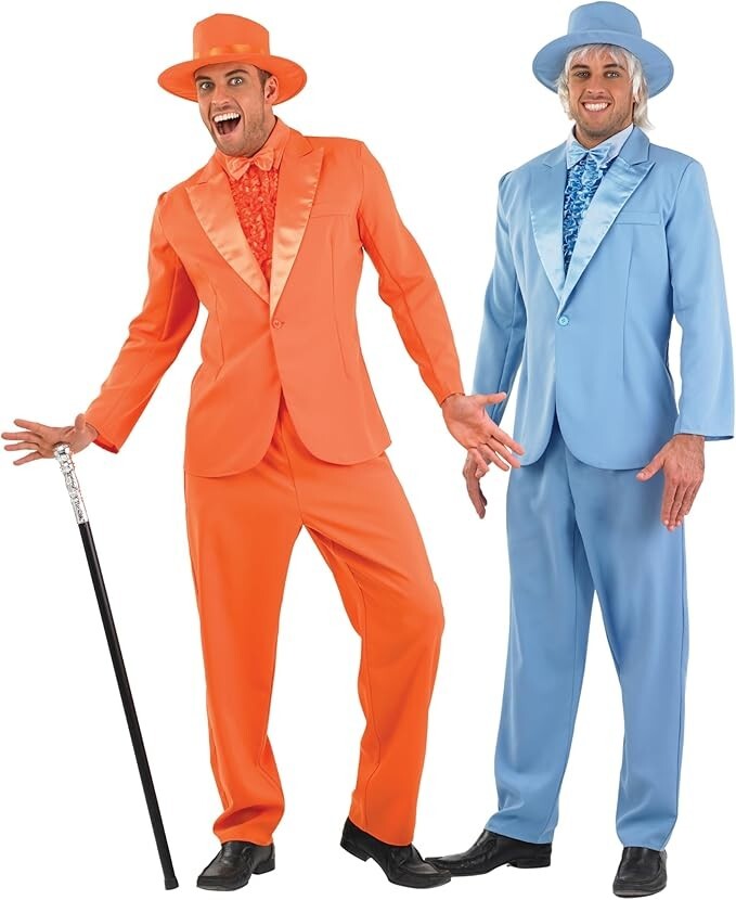 Men`s Lloyd Costume M – XL Adult 90s Dumb & Dumber Orange Suit Halloween Prom