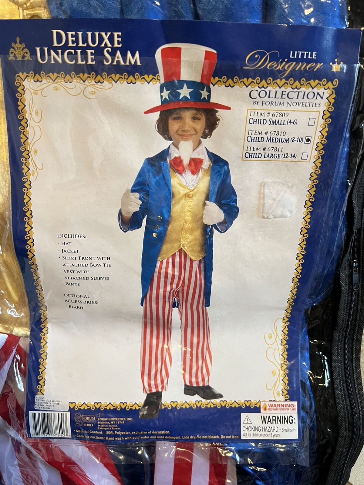 Deluxe Uncle Sam Patriotic Child Costume M (8-10) Historical Figure Cosplay