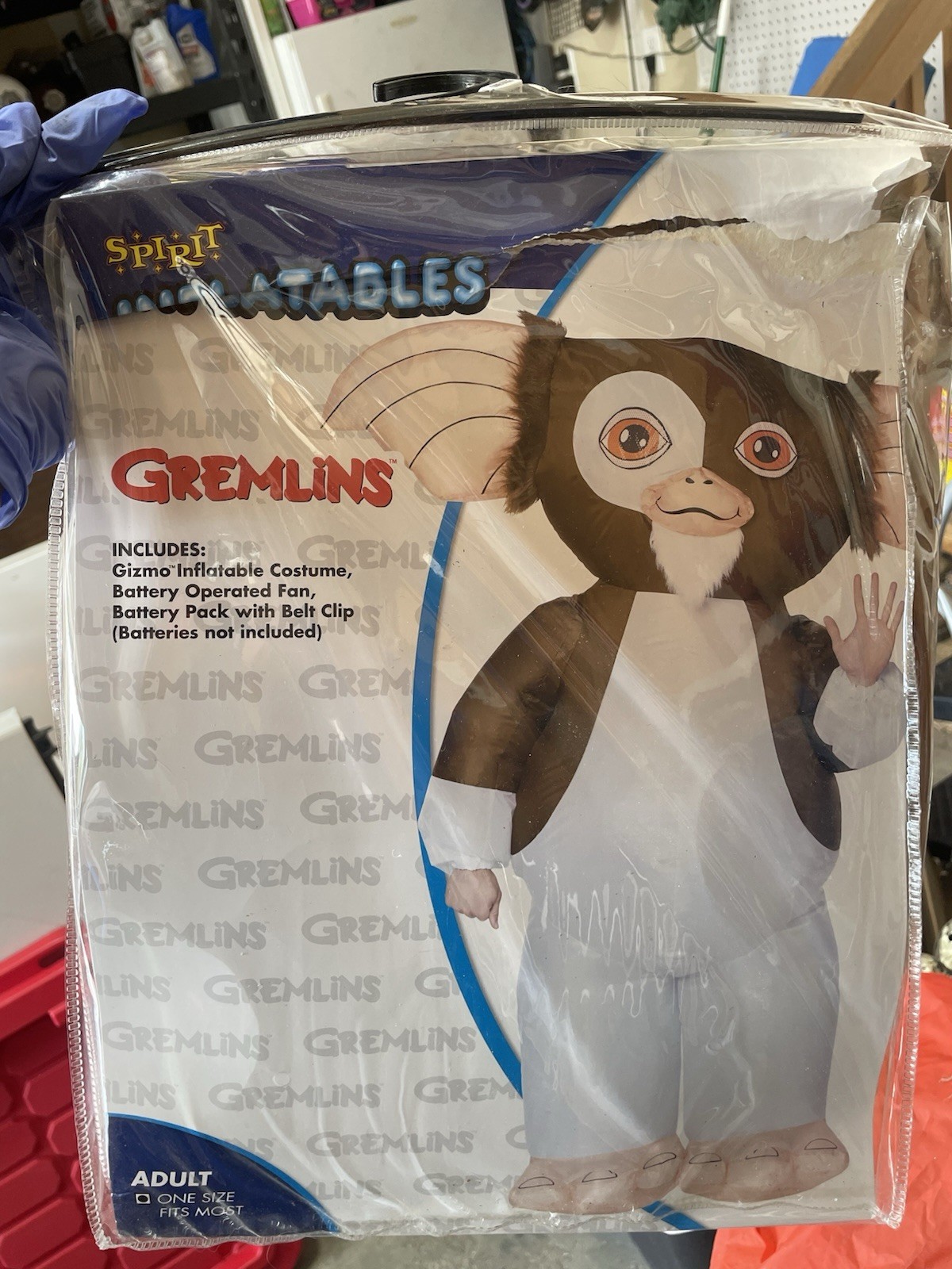 Spirit Halloween Gremlins Gizmo Adult Inflatable Costume One Size Brown/White