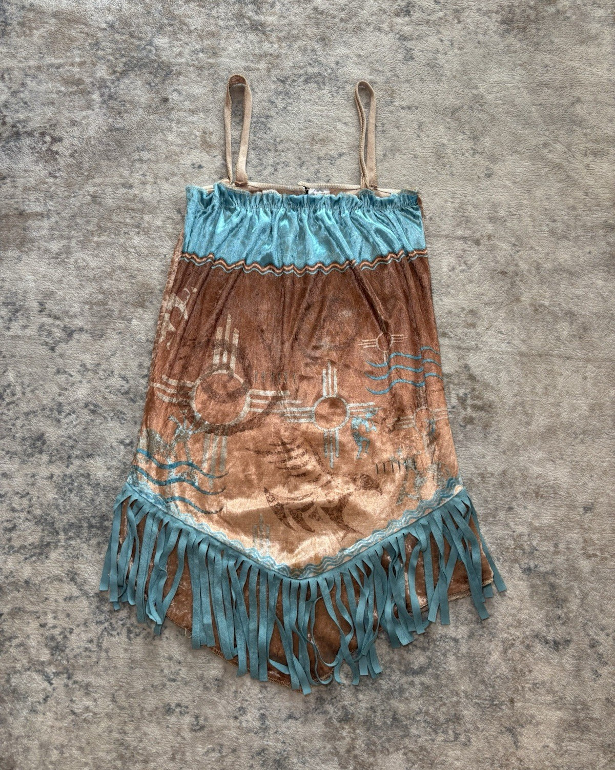 Pocahontas Costume Dress Brown/Blue Fringe Polyester Size S Regular MPN 93006A