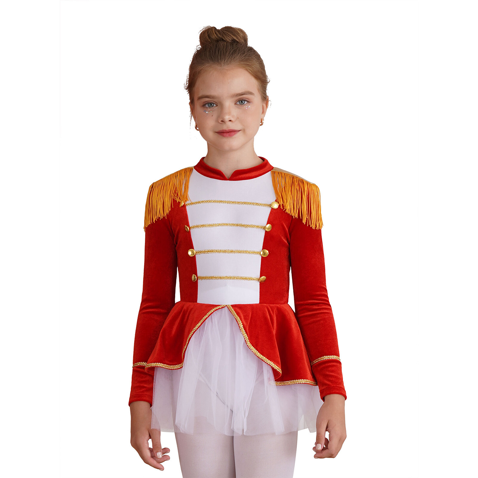 Kids Girls Leotard Festival Costume Showman Ringmaster Jumpsuit Party Uniform