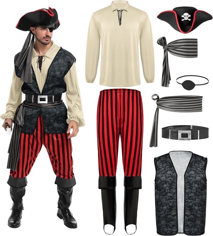 Spooktacular Creations Men Pirate Costume, Adult Men’s SMALL