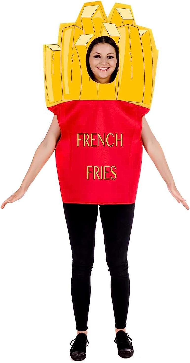 Men`s Women`s French Fries Costume Adult Funny Food Novelty Costume Halloween