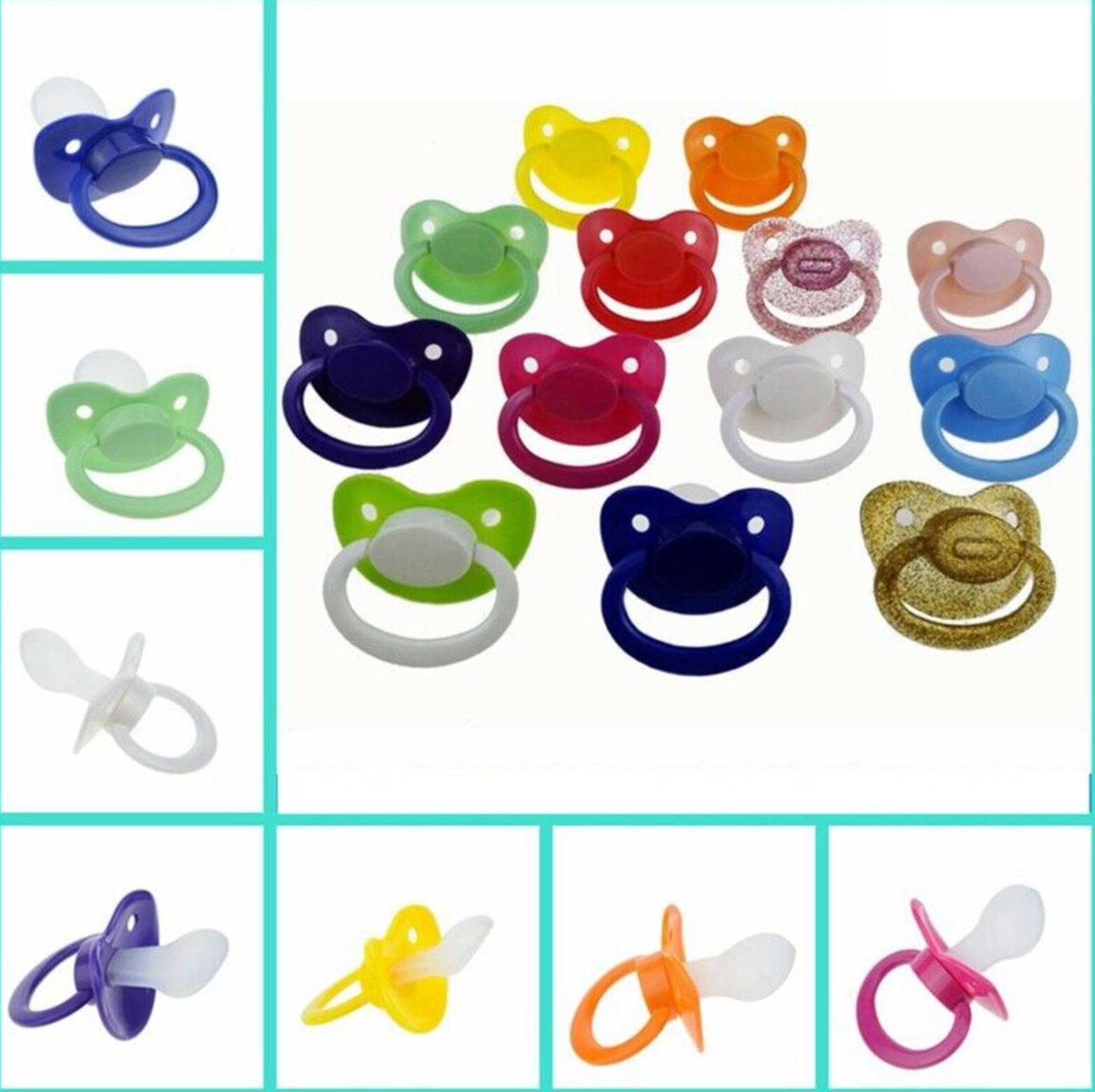 ADULT PACIFIER, SILICONE, ADULT OVER SIZED GUARD, MULTI COLORS, NEW