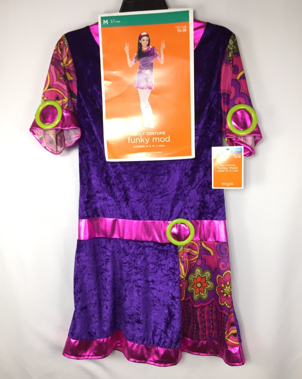 Women’s Hippie Funky Mod Girl Dress Large Party Halloween Costume Dress Up NEW