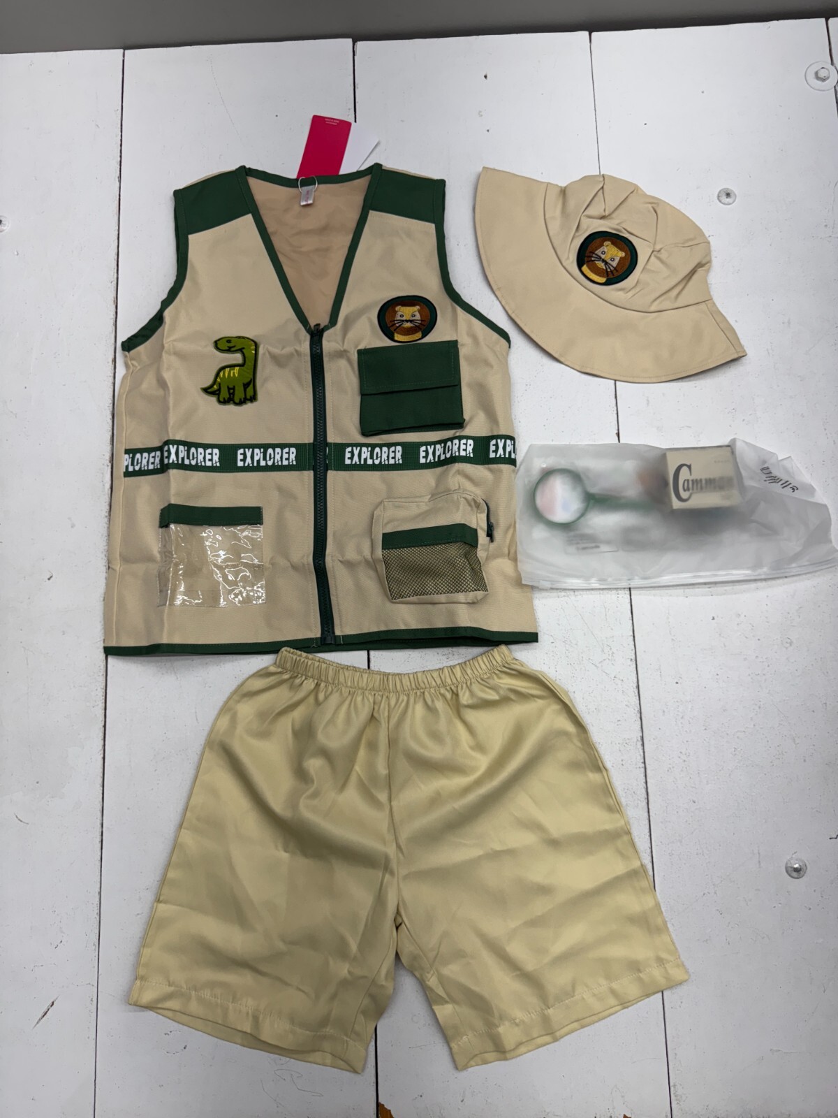 Relibeauty 4 Piece Beige Green Explorer Costume Outfit Set Kids Size 9-10