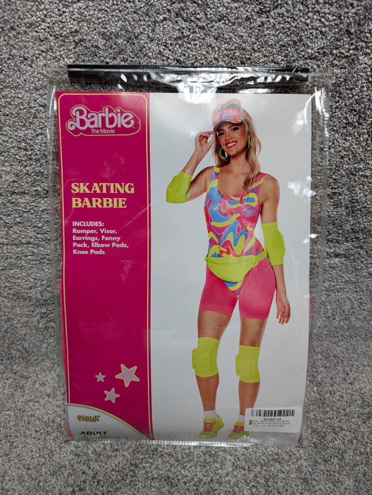 Spirit Skating Barbie Costume Adult XL 14-16 Romper Visor Earrings Fanny Pack