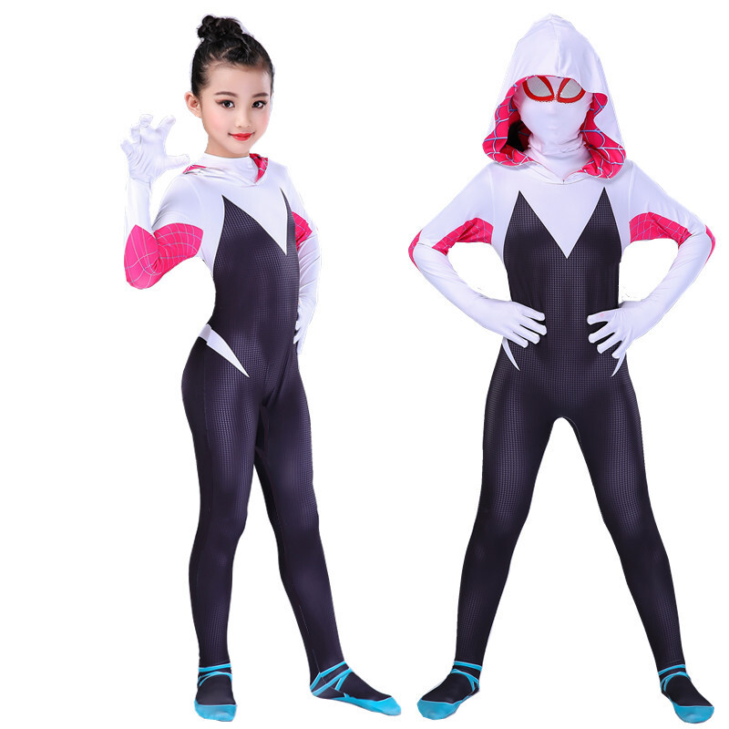 Into the Spider-Verse Spidergirl Gwen Spiderman Girl Jumpsuit Kids/Adult Costume