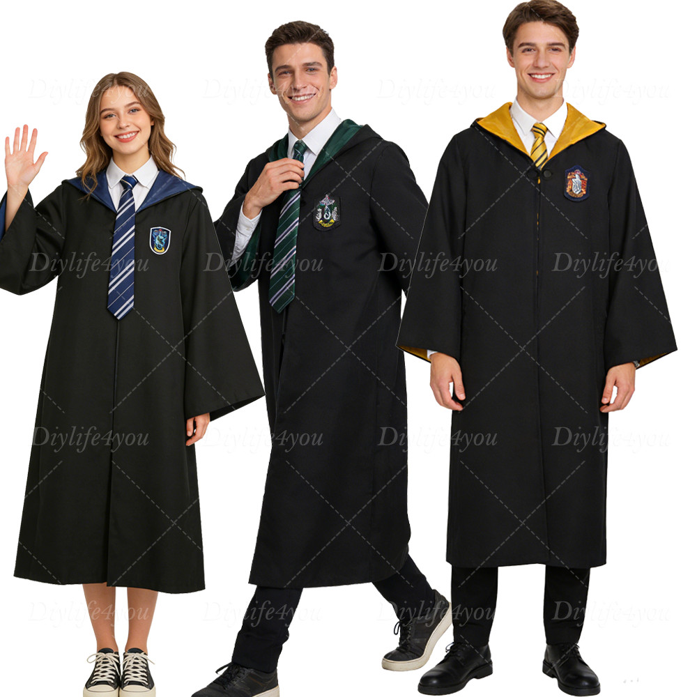 Harry Potter Children Adult Robe Tie Cloak Gryffindor Slytherin Cosplay Costume