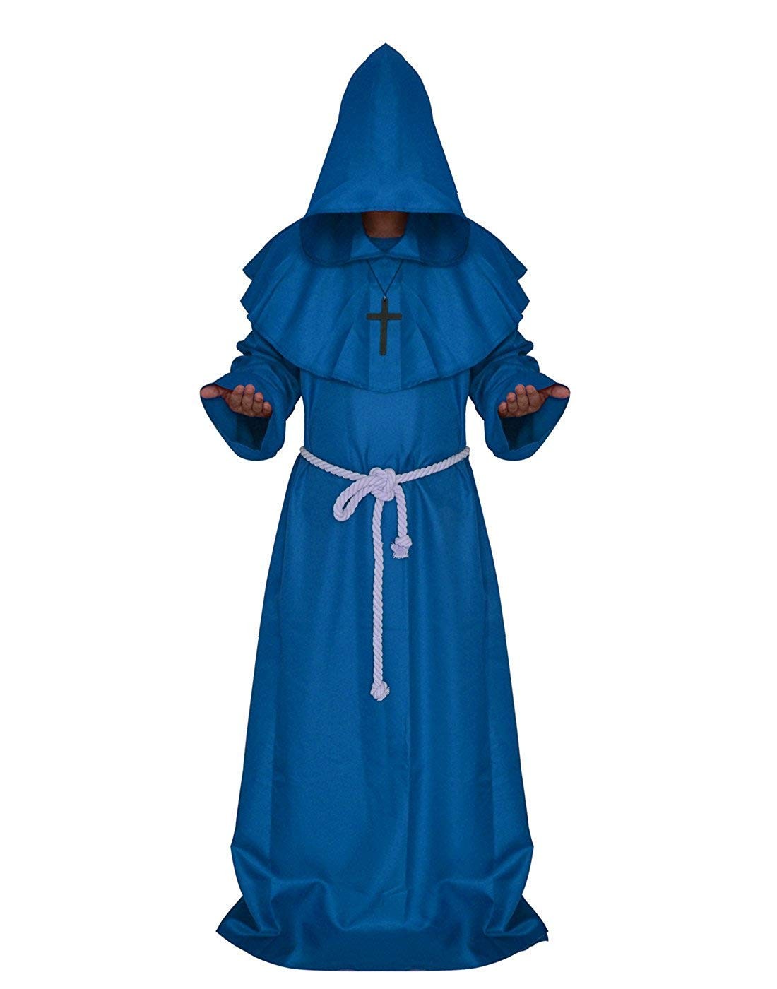 Friar Medieval Hooded Monk Renaissance Priest Robe Costume Cosplay