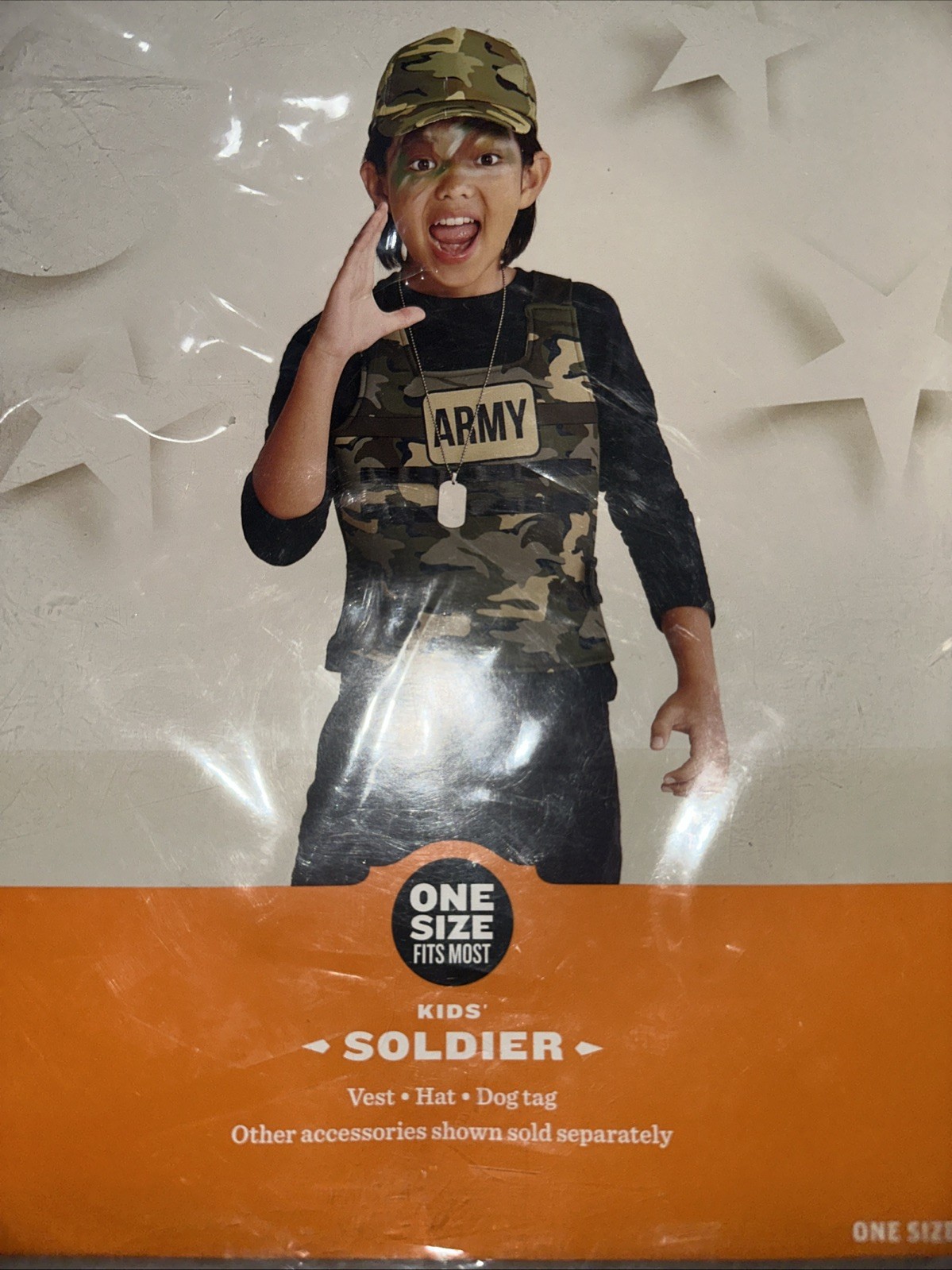 Army Soldier 3T 4T Kids Costume Camo Vest Hat DogTags No Pants XS 3+ Child