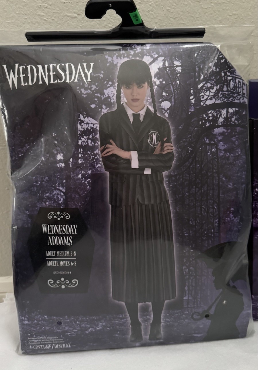 Wednesday Addams Halloween Custom & Wig Adult Medium 6-8 NEW