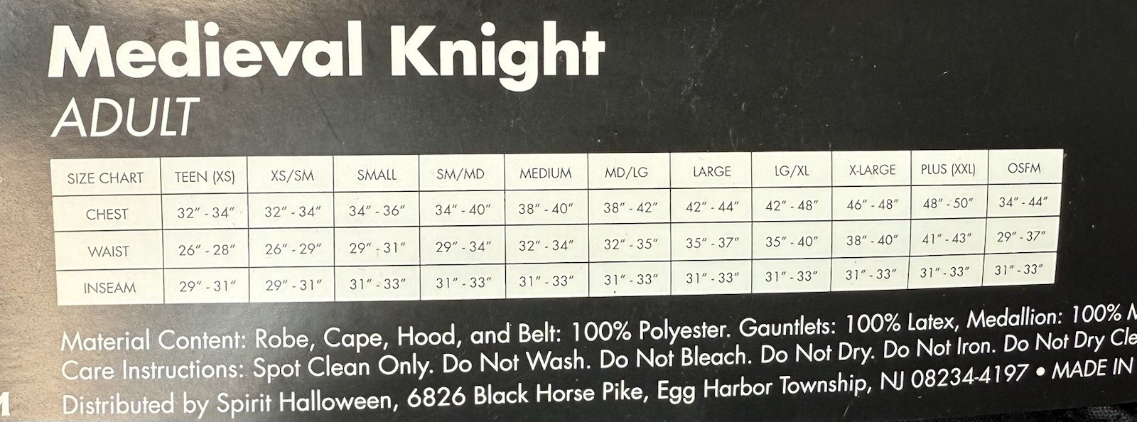 Spirit Halloween Medieval Knight Adult XLarge Costume COMPLETE – Cosplay Theatre