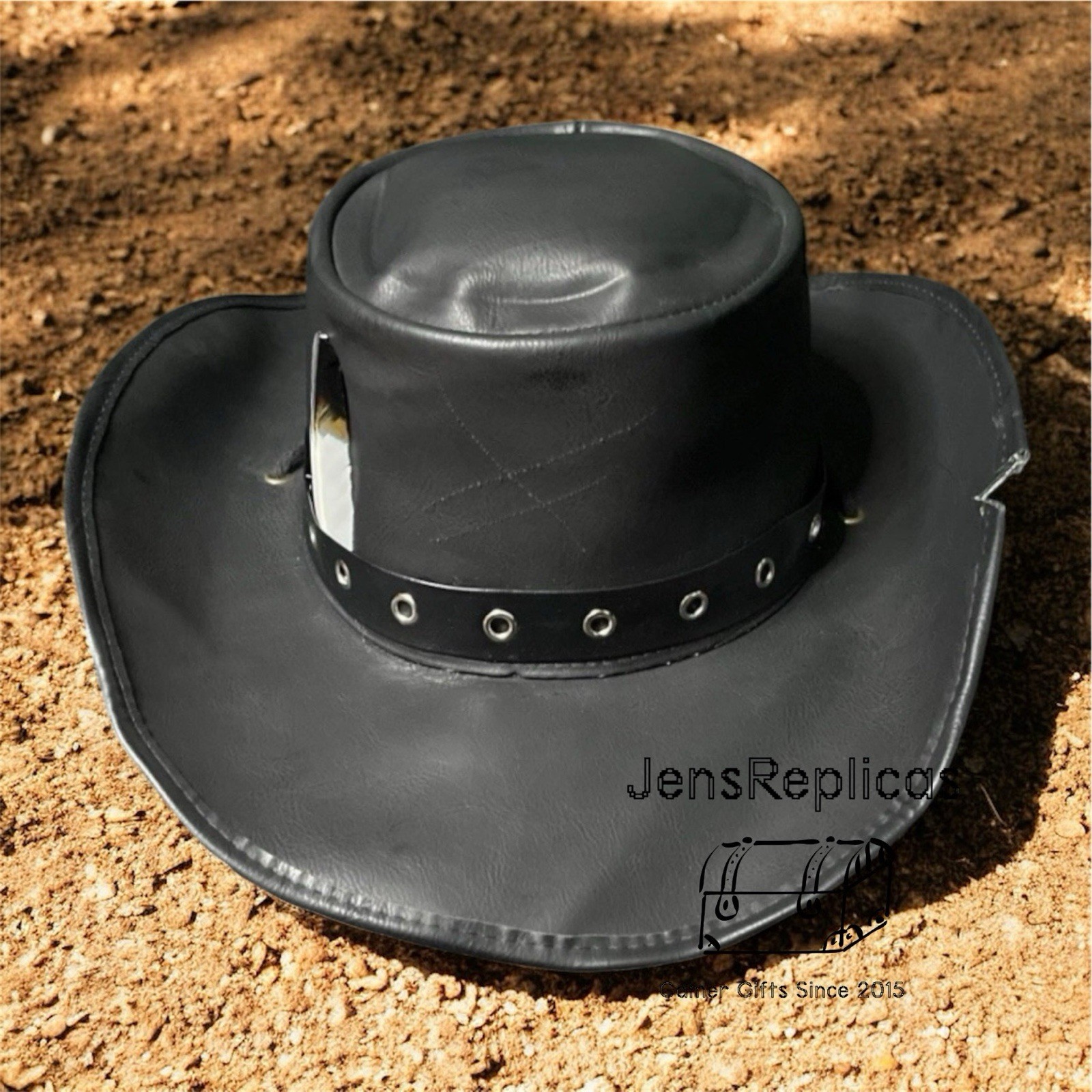 John Leather Hat, Cosplay And Display, Replica, RDR Cowboy Hat w Feather