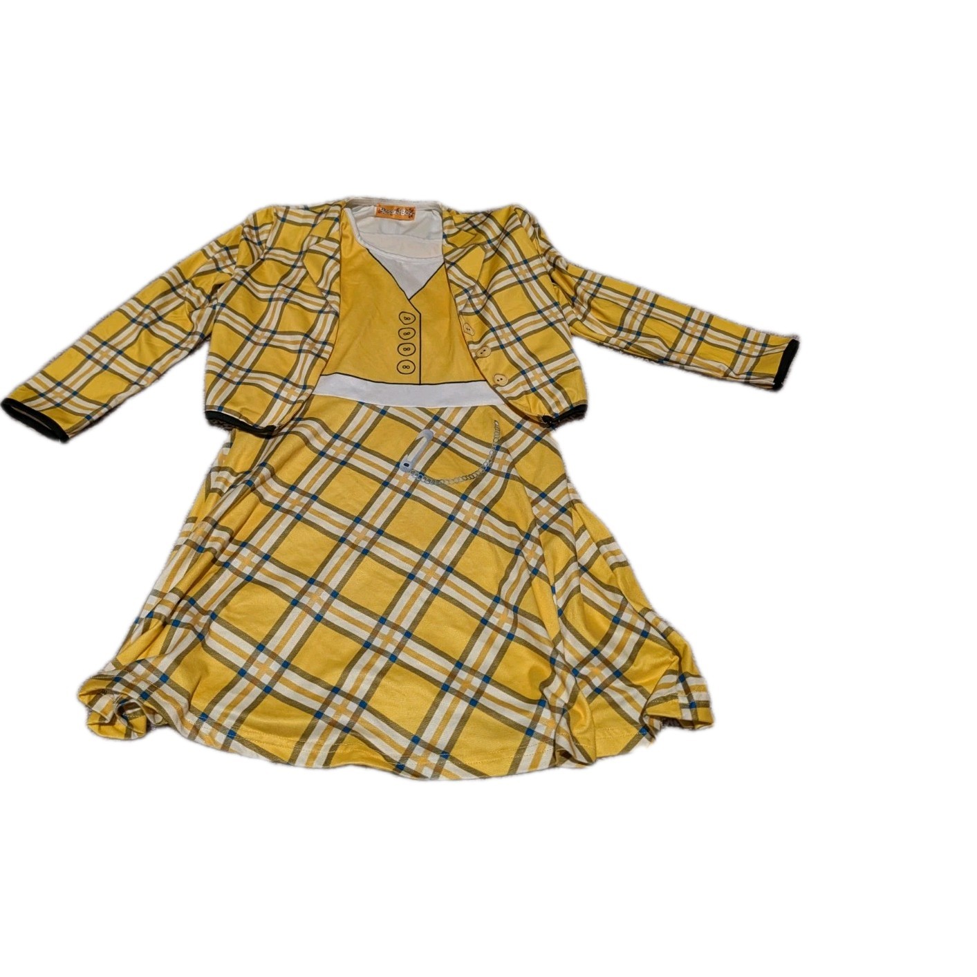 Yellow Plaid Clueless Girl’s Costume Dress & Jacket Set, Stretch Polyester Sz 6