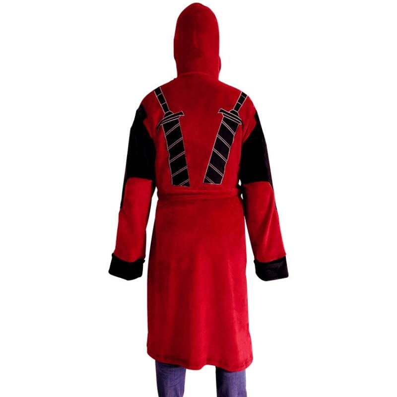Deadpool Bathrobe Adult Unisex Winter Warm Flannel Hooded Pajamas Sleepwear Gift