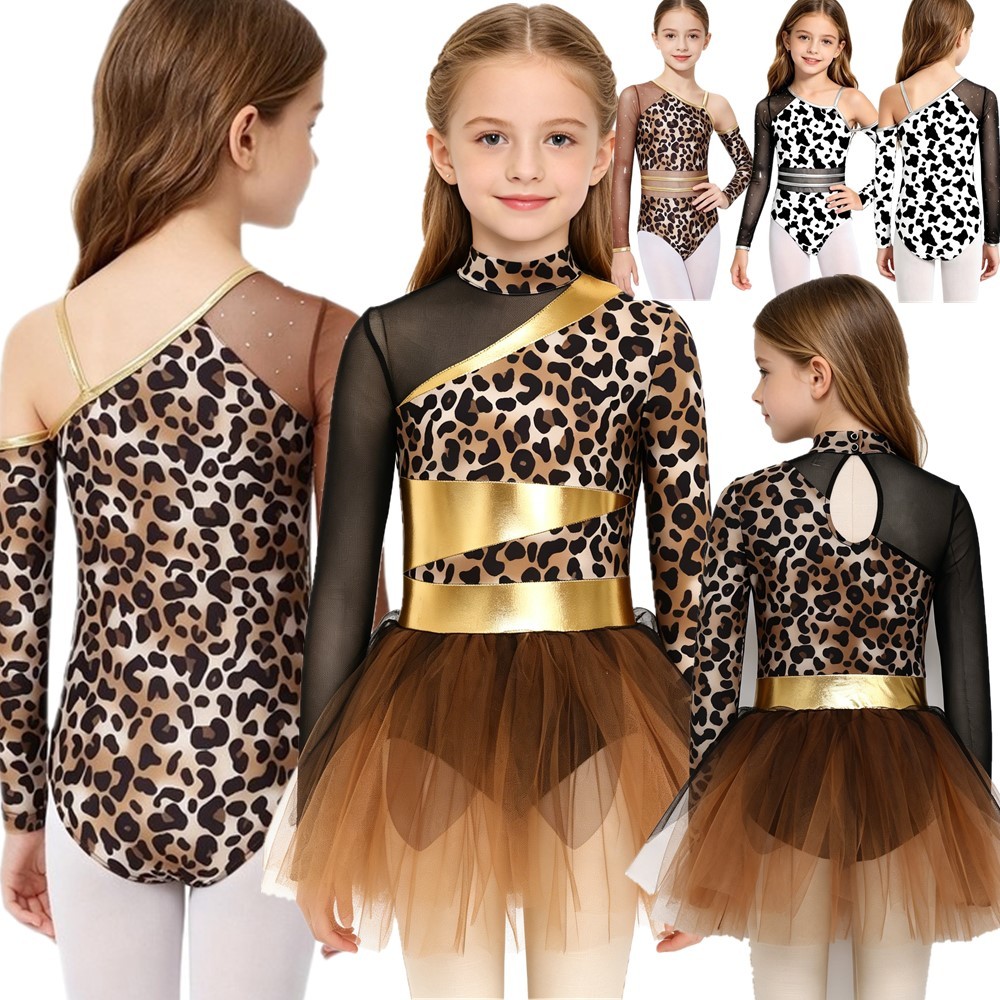 US Kids Girls Caveman Prehistoric Leopard Bodysuit Animal Print Cavewoman Dress