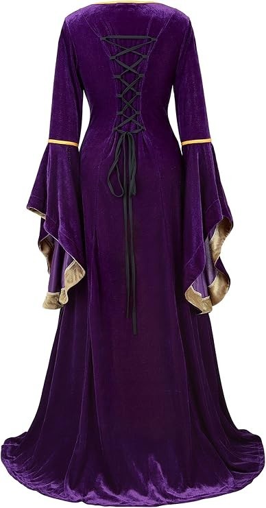 Renaissance Women Medieval Costume Womens Halloween Dress – Purple – XL – NWT