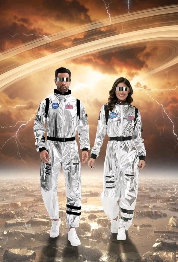Silver Astronaut NASA Costume Adult NASA Spaceman Uniform Space Suit Cosplay XXL