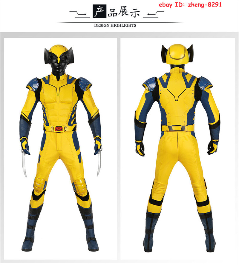 NEW Wolverine Cosplay Costume Outfit Deadpool 3 Halloween Jumpsuit Suit Full Set