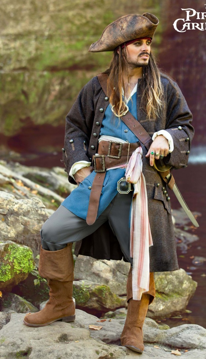 Adult Jack Sparrow Costume Pirate Cosplay Outfit Halloween Worn Once Mint