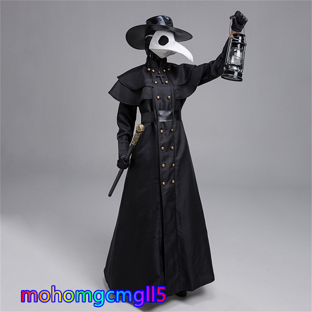 Medieval Steam Punk Costume Plague bird beak Doctor Halloween RolePlay Clothing