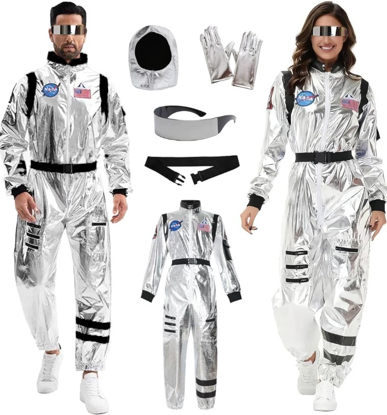 Silver Astronaut NASA Costume Adult NASA Spaceman Uniform Space Suit Cosplay XXL