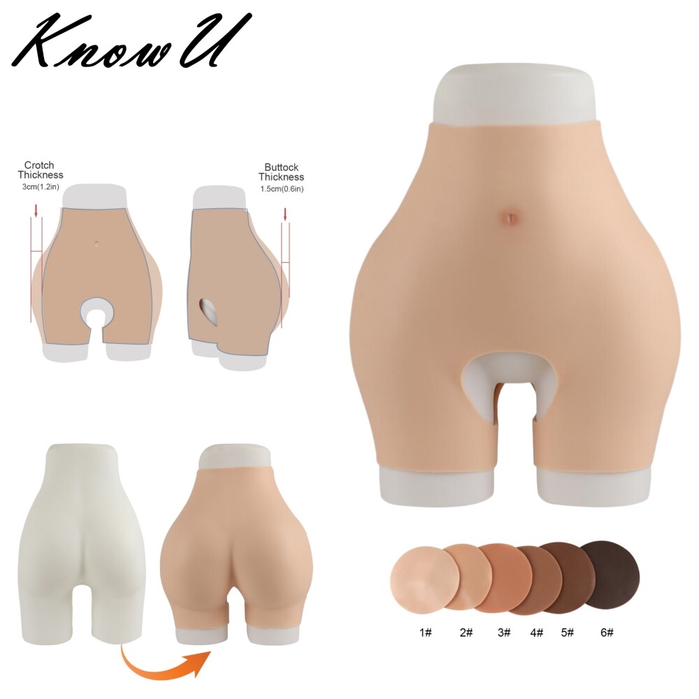 Silicone Buttock Pants Open Crotch Panty Hip Up Underwear Crotch Thickness 3CM