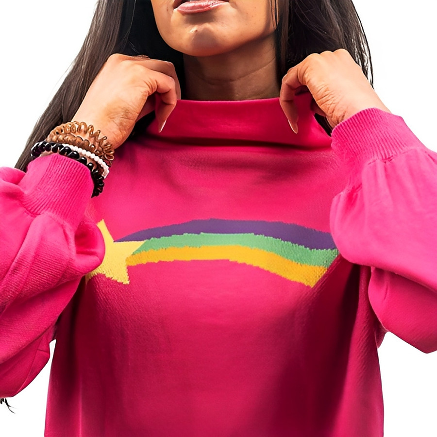 Rainbow Star Pink Pines Cartoon Sweater – Halloween Costume and Cosplay Outfit