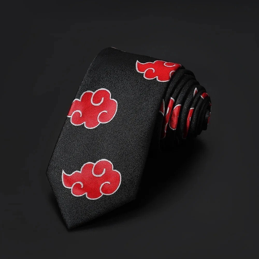 Naruto Akatsuki Red Cloud Tie Cosplay Novelty Necktie Gift Men’s Women’s